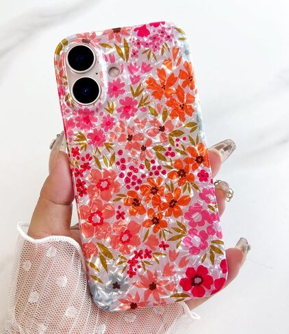 حافظة Qokey لهاتف iPhone 17 مقاس 6.3 بوصة - تصميم زهري لامع مقاوم للخدش، هيكل شفاف مضاد للاصفرار، حماية ضد الصدمات من الدرجة العسكرية، غطاء ناعم الملمس وخفيف الوزن، زهرة وردية in Kuwait