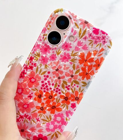 حافظة Qokey لهاتف iPhone 17 مقاس 6.3 بوصة - تصميم زهري لامع مقاوم للخدش، هيكل شفاف مضاد للاصفرار، حماية ضد الصدمات من الدرجة العسكرية، غطاء ناعم الملمس وخفيف الوزن، زهرة وردية in Kuwait