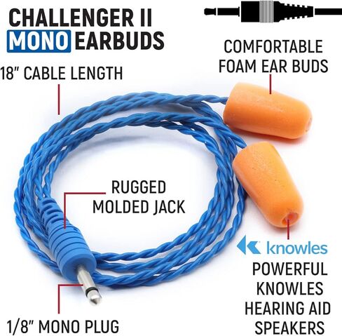 Rugged Radios Challenger II Foam Earbud Helmet Speakers for Racing Radios Communiocations Electronics with 1/8" Ear Bud Mono Plug in Saudi Arabia