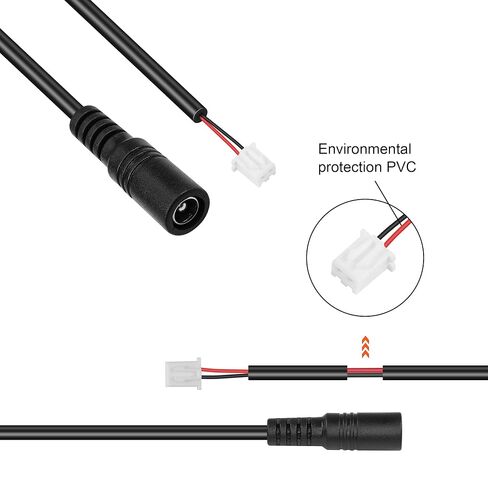 GINTOOYUN 2PCS DC5525 إلى XH2.54MM-2PIN كابل الطاقة 22AWG DC5.5mm x 2.5mm أنثى إلى XH2.54MM-2PIN أنثى تمديد كابل الطاقة لمراوح الحالة والطابعات والبطاريات وأضواء LED وما إلى ذلك (11.8 بوصة) in Saudi Arabia