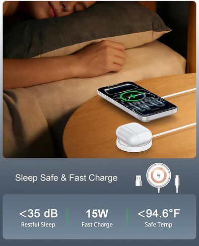 شاحن MagSafe، قاعدة شحن لاسلكية مغناطيسية بقدرة 15 وات لهواتف iPhone 17/17 Air/16 Pro Max/16 Plus/15/14/13/12، شاحن لاسلكي سريع لأجهزة AirPods Pro وUSB-C وUSB-A شاحن Apple Magsafe مع كتلة in Kuwait