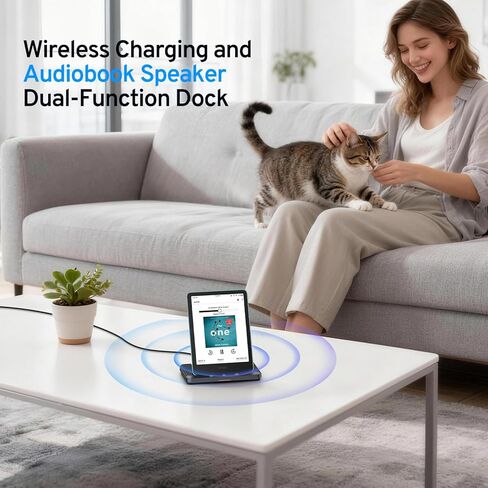 Wireless Charging Dock and Audiobook Speaker for Kindle Paperwhite Signature Editions (2022&2024) Colorsoft Signature Edition(32GB), iPhone, Samung, Kindle Accessories Gift for Man Women (Black) in Saudi Arabia