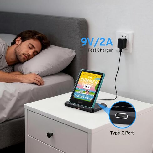 Wireless Charging Dock and Audiobook Speaker for Kindle Paperwhite Signature Editions (2022&2024) Colorsoft Signature Edition(32GB), iPhone, Samung, Kindle Accessories Gift for Man Women (Black) in Saudi Arabia