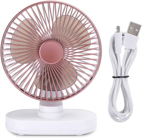 مروحة سطح مكتب USB صغيرة 4 سرعات صغيرة قابلة لإعادة الشحن ومكتب منزلي وكتم صوت وطاولة اهتزاز، دوران قوي باللون الذهبي الوردي، يعمل على تحسين تدفق الهواء للحصول على هذه المروحة من الإعدادات، مساعدة USB (ذهبي وردي) in Kuwait