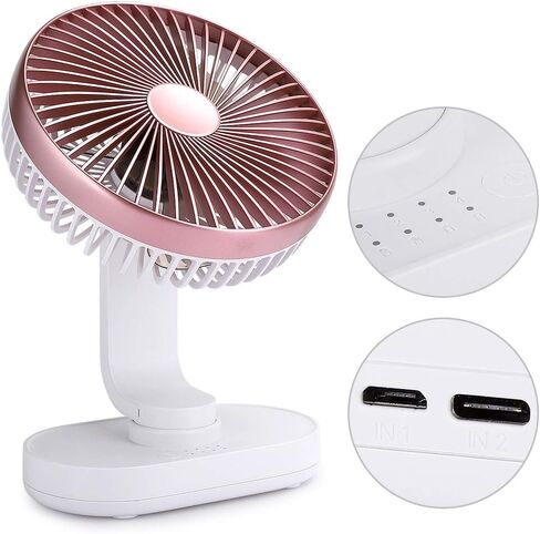 مروحة سطح مكتب USB صغيرة 4 سرعات صغيرة قابلة لإعادة الشحن ومكتب منزلي وكتم صوت وطاولة اهتزاز، دوران قوي باللون الذهبي الوردي، يعمل على تحسين تدفق الهواء للحصول على هذه المروحة من الإعدادات، مساعدة USB (ذهبي وردي) in Kuwait