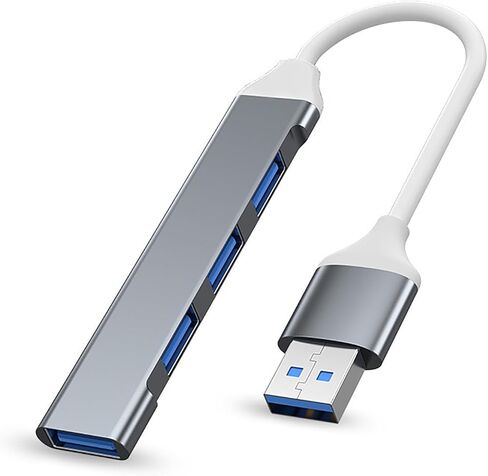 USB Hub 4 Port, USB A to USB3.0/2.0 Hub Adapter, Multiport Adapter for Laptop, Desktop, MacBook, Chromebook, and PC Expansion - Grey in Saudi Arabia