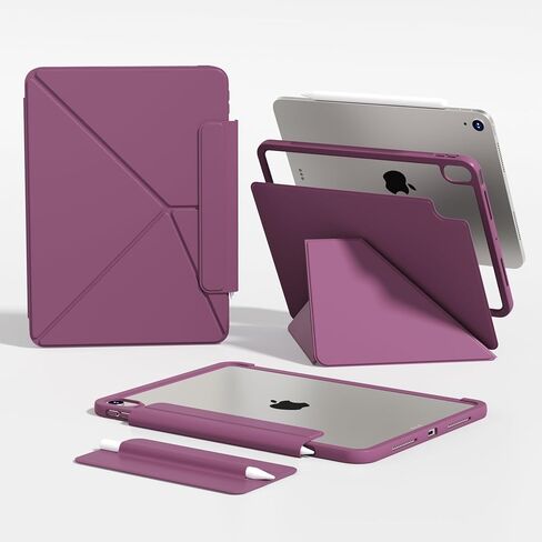 حافظة مغناطيسية من kenke لجهاز iPad Air 11 بوصة M3/M2 (2025/2024)، iPad Air الجيل الخامس/4th 10.9 بوصة (2022/2020) مع مشبك قلم رصاص، غطاء حامل متعدد الطي قابل للفصل، أبيض كريمي in Saudi Arabia