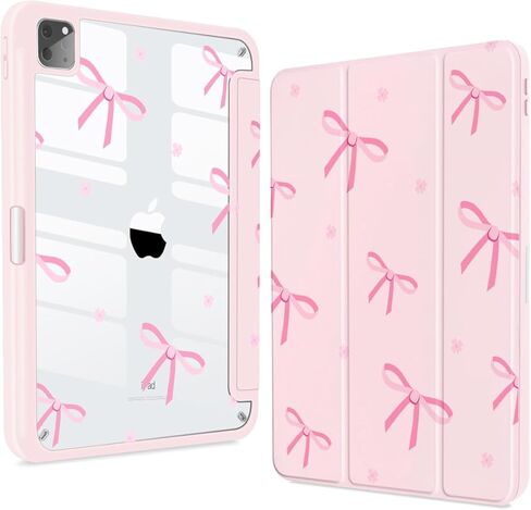 Teryeefi for iPad Air 11-Inch Case M3 (2025) / M2 (2024), iPad Air 4th/5th Generation, iPad Pro 11 in 4th/3rd/2nd/1st Generation - Clear Back Cover with Pencil Holder Auto Wake/Sleep (Cute Bows) in Saudi Arabia