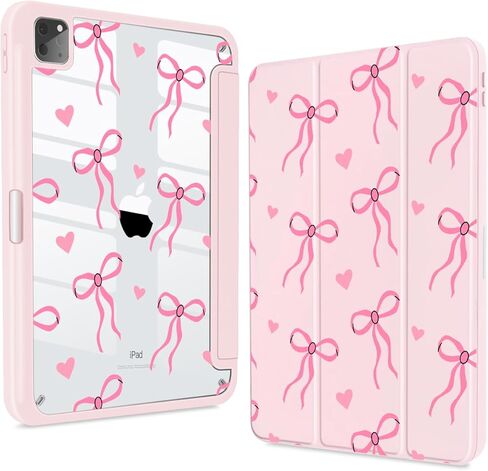 Teryeefi for iPad Air 11-Inch Case M3 (2025) / M2 (2024), iPad Air 4th/5th Generation, iPad Pro 11 in 4th/3rd/2nd/1st Generation - Clear Back Cover with Pencil Holder Auto Wake/Sleep (Cute Bows) in Saudi Arabia