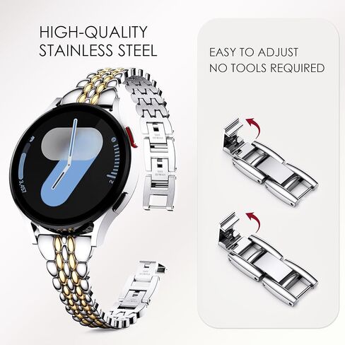 سوار معدني نحيف من GELISHI متوافق مع ساعة Galaxy Watch 7 Band 6 5 4 FE 40 ملم / 44 ملم للسيدات، حزام رفيع من الفولاذ المقاوم للصدأ 20 ملم لساعة Galaxy Watch 6 Classic 43mm/47mm/ 4 Classic 42mm/46mm /5 Pro 45mm in Kuwait