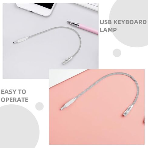 2pcs USB LED Keyboard Lamps with Flexible Metal Gooseneck, Eye-Caring USB Reading Lights for Laptop and Notebook, Portable Night Light for Desk and Computer Use in Saudi Arabia