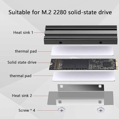 2280 Hard Drive Heatsink Thermal Conductivity Metal Cooling Fan Heatsink 2280 NVME CPU Cooling Radiator Replacement Metal Hard Drive Heatsink for NVMe in Saudi Arabia