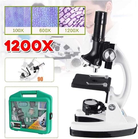 أفضل مجهر مركب - مجهر ثنائي العينين 40X1200X Lab LED مع مرحلة ميكانيكية مزدوجة الطبقة مع غطاء شرائح فارغ in Saudi Arabia