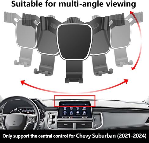 حامل هاتف السيارة منظم وحدة التحكم المركزية لسيارة Chevy Suburban 2021-2024، Tahoe 2021-2024، GMC Yukon 2021-2024 SLE، SLT، AT4 【غير مناسب لـ Denali & Denali Ultimate】جراب تثبيت الشاشة الداخلي لملحقات السيارات in Saudi Arabia