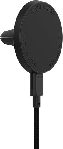 ROKFORM Wireless Car Charger, Magnetic Vent Mount, Compatible with Mag Safe Phone Cases, Super Grip Clip, USB-C to USB-C Cable Included (Black) in Saudi Arabia