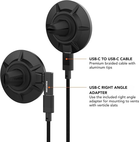 ROKFORM Wireless Car Charger, Magnetic Vent Mount, Compatible with Mag Safe Phone Cases, Super Grip Clip, USB-C to USB-C Cable Included (Black) in Saudi Arabia