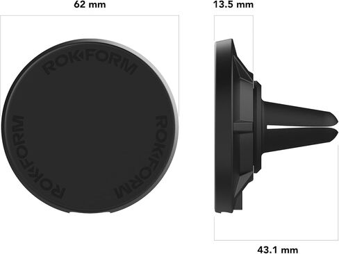 ROKFORM Wireless Car Charger, Magnetic Vent Mount, Compatible with Mag Safe Phone Cases, Super Grip Clip, USB-C to USB-C Cable Included (Black) in Saudi Arabia