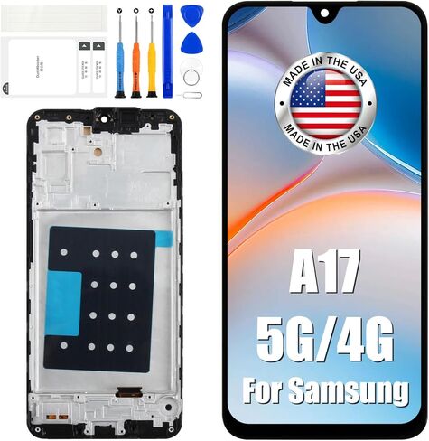 استبدال شاشة TFT لهاتف Samsung A17 5G/A17 4G LCD لهاتف Samsung Galaxy A17 SM-A175F SM-A176B SM-A176B/DS 6.7 بوصة مجموعة محول رقمي LCD تعمل باللمس مع أدوات، أسود مع إطار in Kuwait