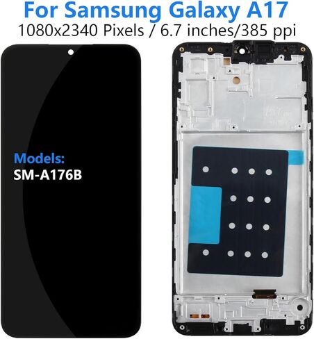 استبدال شاشة TFT لهاتف Samsung A17 5G/A17 4G LCD لهاتف Samsung Galaxy A17 SM-A175F SM-A176B SM-A176B/DS 6.7 بوصة مجموعة محول رقمي LCD تعمل باللمس مع أدوات، أسود مع إطار in Kuwait