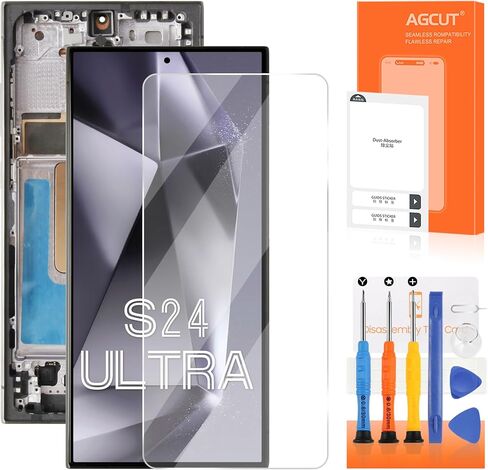شاشة OLED بديلة لهاتف Samsung Galaxy S24 Ultra لشاشة Samsung S24 Ultra LCD S928B SM-S928U LCD تعمل باللمس مع إطار (مع بصمة الإصبع) in Kuwait