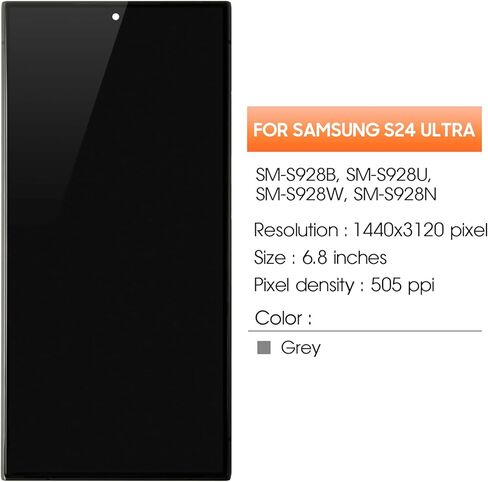 شاشة OLED بديلة لهاتف Samsung Galaxy S24 Ultra لشاشة Samsung S24 Ultra LCD S928B SM-S928U LCD تعمل باللمس مع إطار (مع بصمة الإصبع) in Kuwait