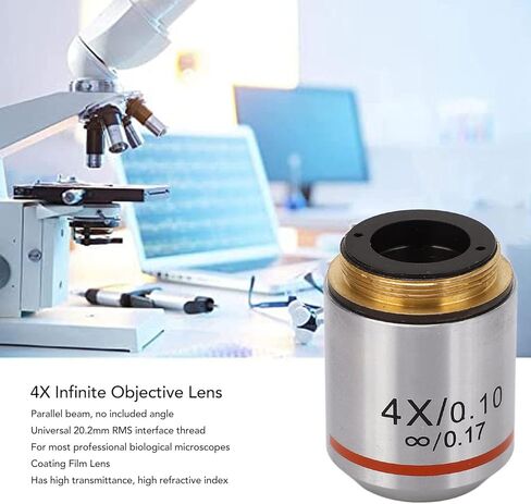 4X Objective Lens Microscope Accessory Replacement Part RMS Thread Parallel Optical Beam Clear Imaging in Saudi Arabia