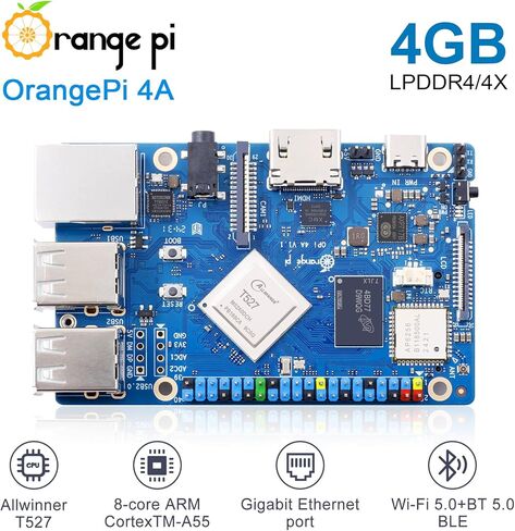 Orange Pi 4A 4GB LPDDR4/4X Allwinner T527 8 Core Single Board Computer, RISC-V Co-Processor 2 Tops NPU 1.8GHz Frequency Wi-Fi 5.0+BT 5.0,BLE Run Ubuntu, Debian, Android13 in Saudi Arabia