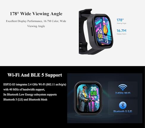 ESP32-S3 لوحة تطوير ساعة AMOLED تعمل باللمس مقاس 2.06 بوصة، مع شاشة ملونة 410 × 502 بكسل و16.7 مليون لون، تدعم شبكة Wi-Fi بتردد 2.4 جيجا هرتز وBLE 5، وتدعم التعرف على الصوت دون اتصال والتفاعل مع الكلام بالذكاء الاصطناعي in Kuwait