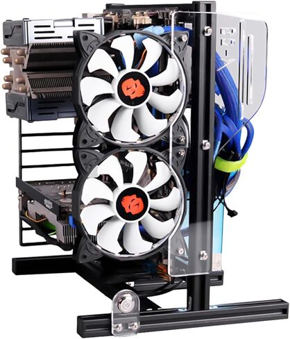 PC Motherboard Case Frame, (17x17cm) DIY Self-Assembly Open Bare Metal Air Water Fan Stand Open Chassis Rack Vertical Test Frame for ITX ATX MATX Computer Board Overclocking Heat Dissipation (Black) in Saudi Arabia