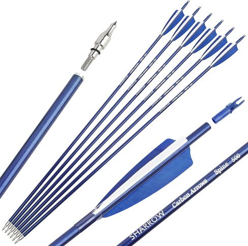 31 "سهام كربون الرماية الصيد السهام 500 العمود الفقري مع الريش Fletched الهدف ممارسة السهام لمجمع الرماية و منحني و القوس الطويل 6/12 قطعة in Kuwait