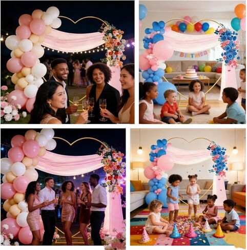 6.6 FT Wedding Arch Backdrop Stand,Gold Metal Heart-Shape Balloon Arch Stand for Wedding,Ceremony,Baby Shower,Birthday Party Decoration (Gold, 6.6 * 6.6FT) in Kuwait