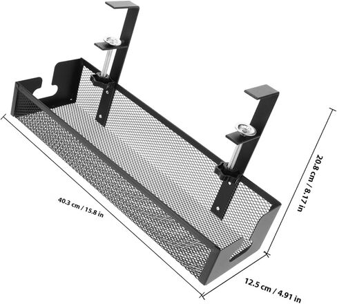 TEHAUX Desk Cable Organizer Tray Metal Mesh Cord Management Rack Large 40cm Desk Wire Organizer for Home Office Cable Storage in Saudi Arabia