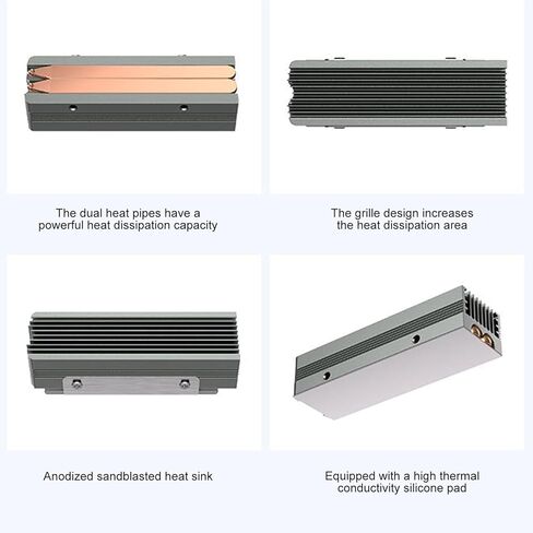 بالوعة حرارة القرص الصلب 2280 هادئة لأجهزة الكمبيوتر الشخصية NVME Drive أنظمة تبريد الألومنيوم مع 2 برغي حراري وسادة سيليكون موصلة من الألومنيوم مبردات القرص الصلب وسادة حرارية in Kuwait