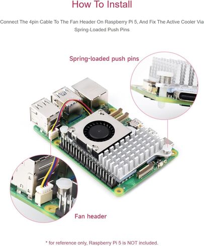 Official RPi Active Cooler Compatible with Raspberry Pi 5 Temperature-Controlled Blower Fan Aluminium Heatsink with Thermal Tapes to Accelerate Heat Dissipation in Saudi Arabia