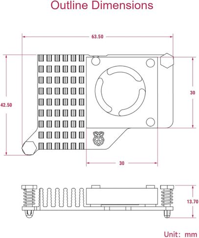 Official RPi Active Cooler Compatible with Raspberry Pi 5 Temperature-Controlled Blower Fan Aluminium Heatsink with Thermal Tapes to Accelerate Heat Dissipation in Saudi Arabia