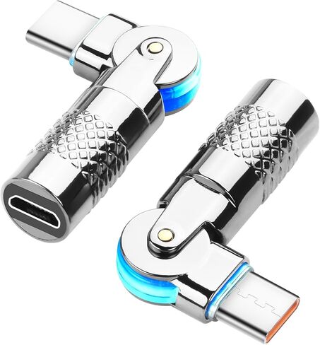 YACSEJAO USB C to Micro USB 180 Degree Rotating Connector 3A Fast Charging Zinc Alloy Adapter with LED Light, Cable for Phone/Tablet/Charger (A) in Saudi Arabia