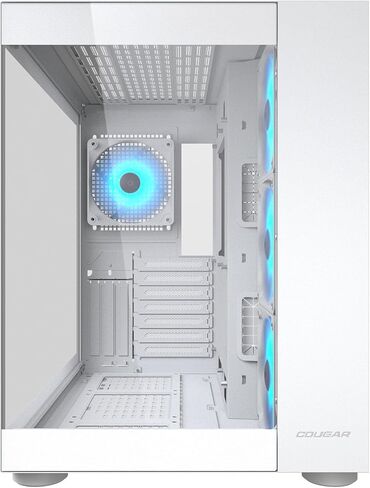 حقيبة ألعاب Cougar FV150 RGB متوسطة الحجم، تدعم وحدة معالجة الرسومات حتى 400 مم، مراوح مثبتة مسبقًا 3 × 120 مم ARGB M/B جانبية و1 × 120 مم ARGB خلفي، أبيض in Saudi Arabia
