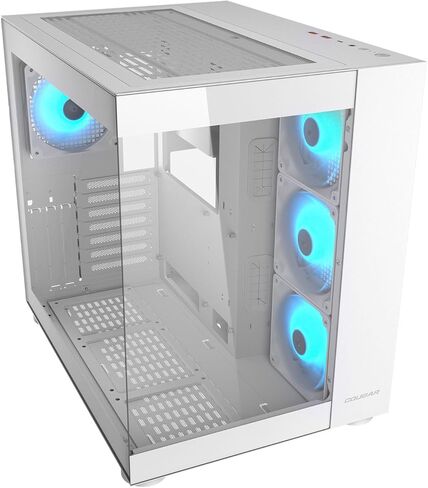 حقيبة ألعاب Cougar FV150 RGB متوسطة الحجم، تدعم وحدة معالجة الرسومات حتى 400 مم، مراوح مثبتة مسبقًا 3 × 120 مم ARGB M/B جانبية و1 × 120 مم ARGB خلفي، أبيض in Saudi Arabia