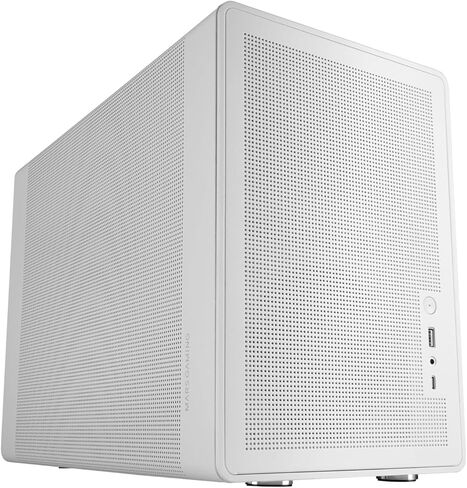 MARS GAMING MC-XPRO، حافظة MicroATX فائقة الصغر، تصميم لوحة شبكية، مروحة خلفية 120 مم، تقنية تبريد شبكية 360 درجة، توافق مزدوج مع PSU ATX وSFX، برج صغير USB-C، أبيض in Kuwait