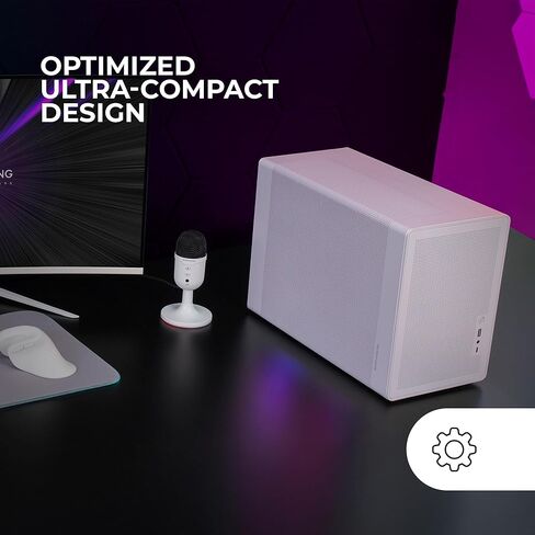 MARS GAMING MC-XPRO، حافظة MicroATX فائقة الصغر، تصميم لوحة شبكية، مروحة خلفية 120 مم، تقنية تبريد شبكية 360 درجة، توافق مزدوج مع PSU ATX وSFX، برج صغير USB-C، أبيض in Kuwait