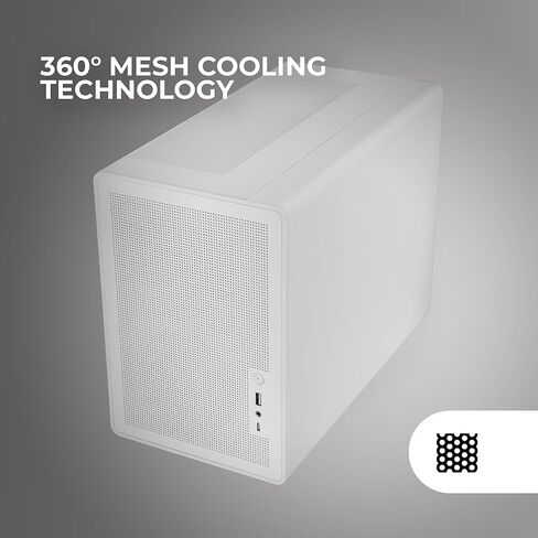 MARS GAMING MC-XPRO، حافظة MicroATX فائقة الصغر، تصميم لوحة شبكية، مروحة خلفية 120 مم، تقنية تبريد شبكية 360 درجة، توافق مزدوج مع PSU ATX وSFX، برج صغير USB-C، أبيض in Kuwait