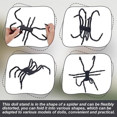 AHANDMAKER حامل هاتف مرن على شكل عنكبوت مكون من قطعتين، حامل هاتف عنكبوت محمول متعدد الوظائف، لمكاتب Google للهواتف الذكية والسيارات - تصميم عشوائي أنيق، أسود in Kuwait