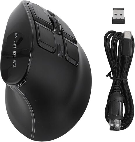 GOWENIC Vertical Ergonomic Optical Mouse, DPI 1000 1600 2400 BT / 2.4G Ergonomic Vertical Mouse Rechargeable Response Double Mode Multi Device Compatibility for Laptop Desktop Tablet in Kuwait