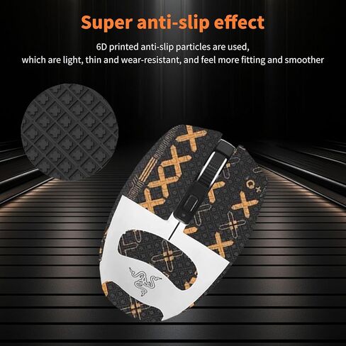 شريط قبضة الماوس لـ Razer Orochi V2، زلاجات قدم الماوس ذات حواف مستديرة منحنية، مجموعة ترقية الفئران الاحترافية ذاتية اللصق ومقاومة للعرق (وسادة قدم + شريط ماوس أسود وذهبي) in Kuwait