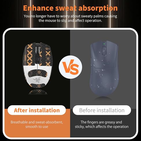 شريط قبضة الماوس لـ Razer Orochi V2، زلاجات قدم الماوس ذات حواف مستديرة منحنية، مجموعة ترقية الفئران الاحترافية ذاتية اللصق ومقاومة للعرق (وسادة قدم + شريط ماوس أسود وذهبي) in Kuwait