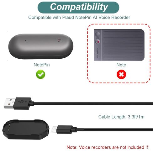 Kissmart Charger for PLAUD NotePin, Replacement Charging Cable USB-C Dock for PLAUD NotePin AI Voice Recorder (3.3ft/1m) in Saudi Arabia