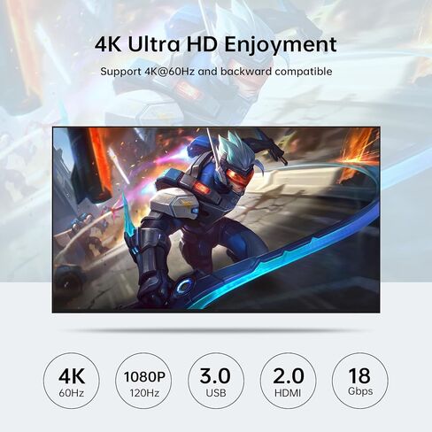 USB 3.0 HDMI KVM Switch 1 مراقبين 2 أجهزة كمبيوتر مع 3 منافذ USB ، 8K@60Hz 4K@120Hz ، مفاتيح KVM لجهاز كمبيوتر 2 مشاركة طابعة MOUSE MOUSE مع محول الطاقة Remote12V السلكية وكابلات USB 2. in Kuwait