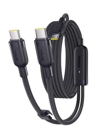 كابل Baseus USB C، منفذ واحد بحد أقصى 140 وات 4.9FT 5A USB C كابل شاحن، كابل شحن سريع متعدد 2 في 1، كابل USB C مجدول من النايلون إلى USB C لـ 17/Pro/Plus/Max، MacBook Pro، iPad Pro، Galaxy S24/S23 in Kuwait