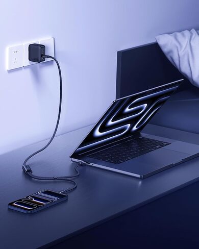 كابل Baseus USB C، منفذ واحد بحد أقصى 140 وات 4.9FT 5A USB C كابل شاحن، كابل شحن سريع متعدد 2 في 1، كابل USB C مجدول من النايلون إلى USB C لـ 17/Pro/Plus/Max، MacBook Pro، iPad Pro، Galaxy S24/S23 in Kuwait