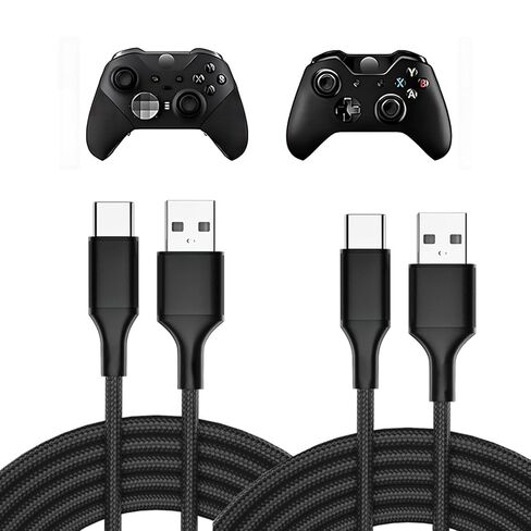 كابل شحن USB من النوع C بطول 20 قدم لسلسلة X Box Elite 2 وX Series S/X، لجهاز Nintendo Switch، منفذ من النايلون المضفر من النوع C، كابل تحكم X-Box بديل سلك شاحن شحن سريع - قطعتان in Kuwait